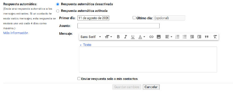 Respuesta automática en Gmail y Outlook
